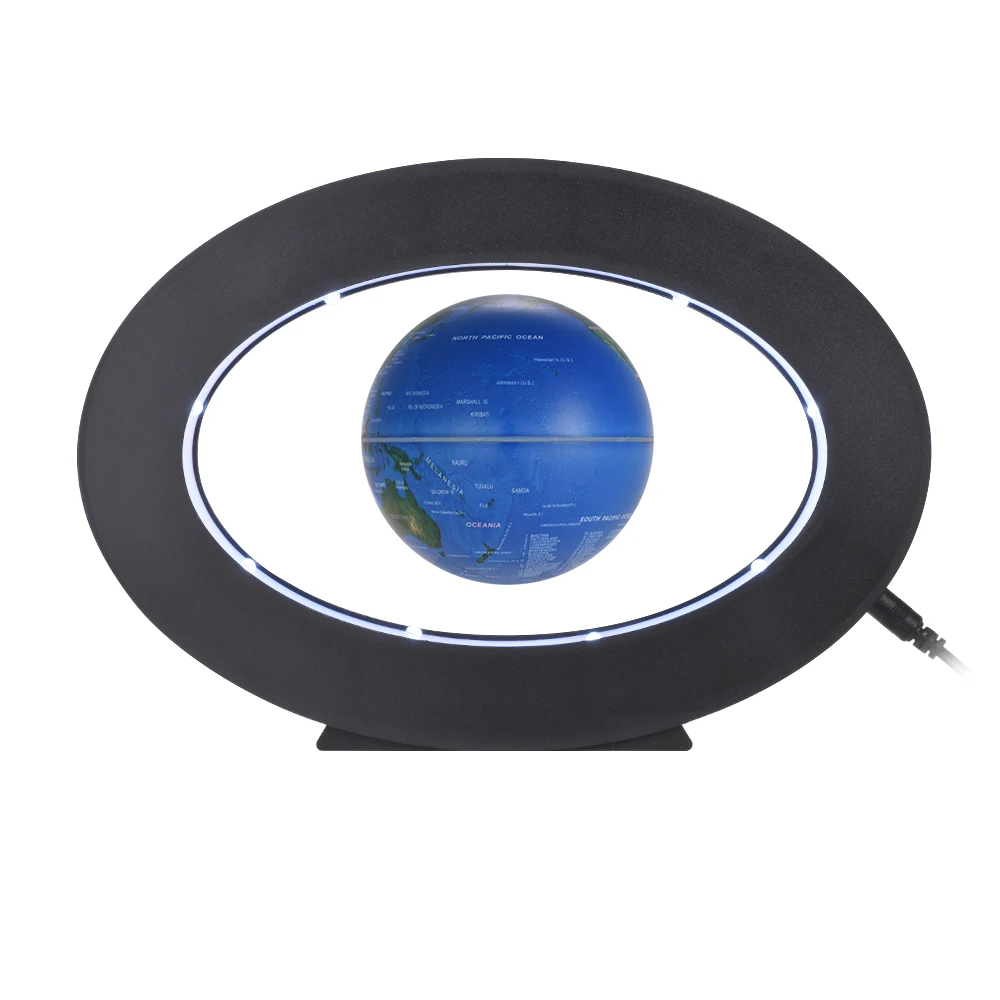 

3 Inch Magnetic Levitation Earth Globe World Map with LED White Light Oval Shape Base for Home Office Desk Decoration