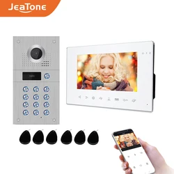 Jeatone 7 Polegada wirless wi fi tuya inteligente sistema de intercomunicação telefone da porta vídeo com 960p/ahd campainha gravação, apoio desbloqueio remoto