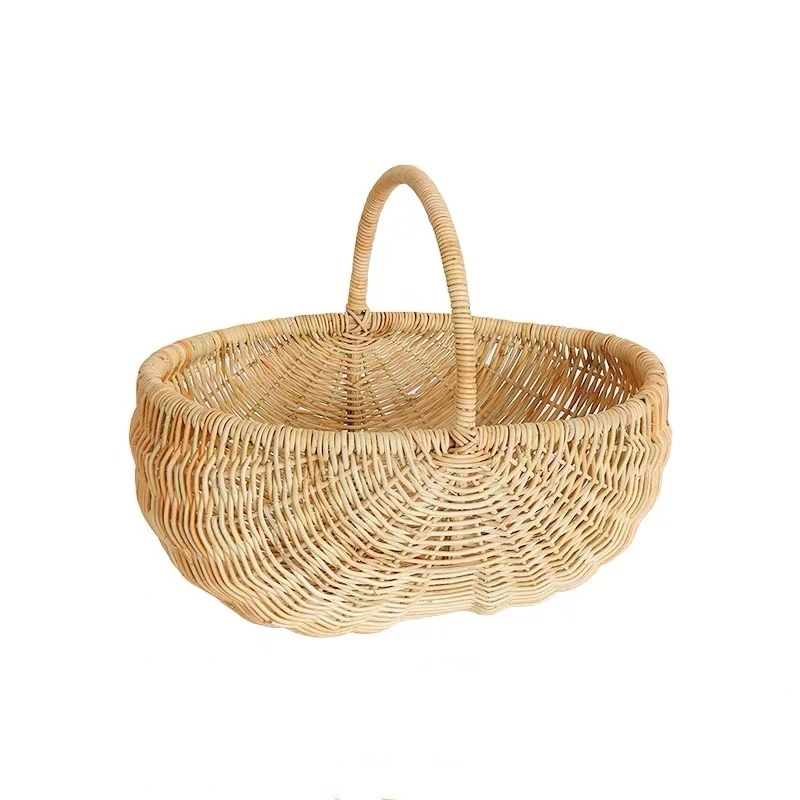 Picnic basket handmade rattan woven food fruit large capacity portable outdoor picnic vegetable storage basket household items