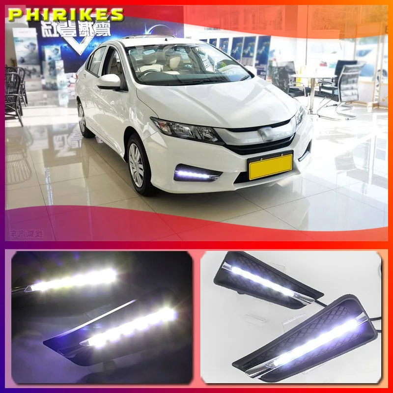 Дневные ходовые огни без ошибок для Honda City 2015 2016 светодиодный ные дневные