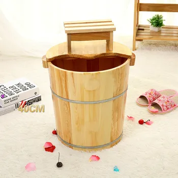 

New 40 Cm Household Foot Bath Bubble Solid Wood Foot Barrel Spa Pedicure Soaking Feet Massage Washing Footbath Heightening Tub