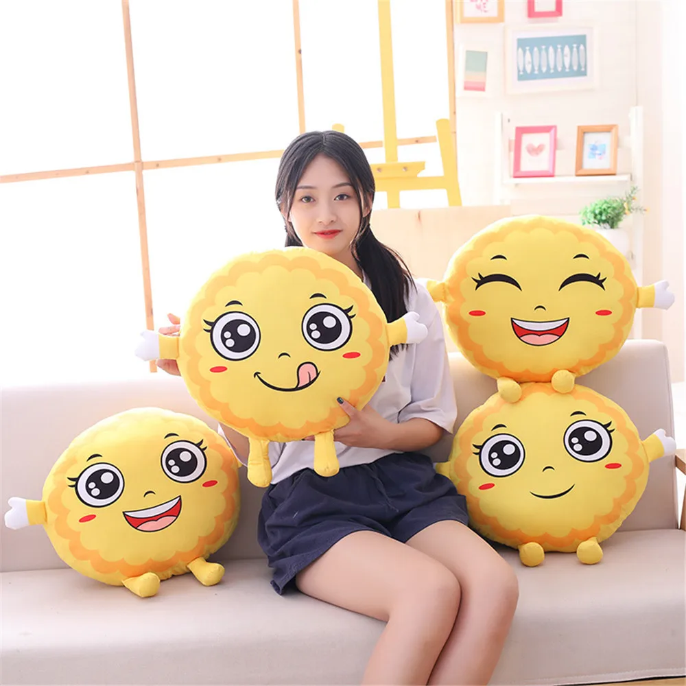 Creative Moon Cake Pillow Cute Cartoon Expression Mid-Autumn Festival Gift Plush Toys Customizable