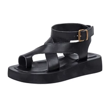 AIYUQI-sandalias romanas de cuero genuino para mujer, zapatos de punta con Clip, Muffin, novedad de verano, 2022