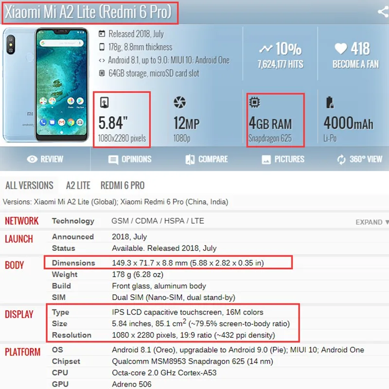Для Xiaomi mi A2 Lite ЖК-дисплей+ рамка 10 сенсорный экран для Xiao mi Red mi 6 Pro дисплей mi A2 Lite ЖК Запасные части