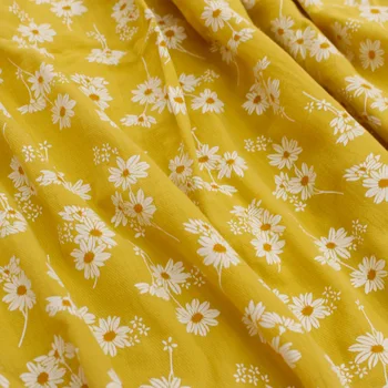 

2020 Spring and Autumn New Daisy Platycodon Grandiflorum Floral Washed Twill Print Cotton Fabric