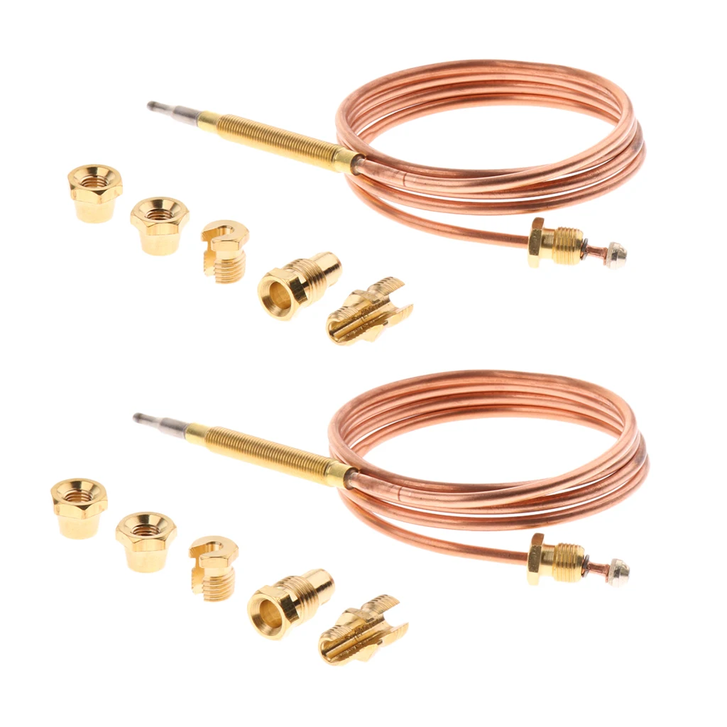 2PCS 90cm Thermocouple Replacement Set For Gas Furnaces Boilers Water Heaters, easy mounting on most pilot burners