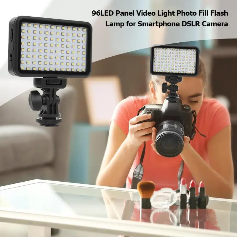 96LED панельный студийный светильник для видеостудии, фотографии, SLR камеры, смартфона, заполняющая лампа-вспышка, может устанавливаться на лампе с винтом 1/4 дюйма
