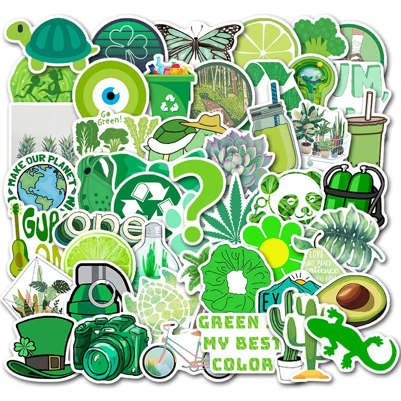 

50Pcs Cute Green Girl Series Stickers Graffiti Punk Waterproof Decal Laptop Motorcycle Luggage Snowboard Car Sticker