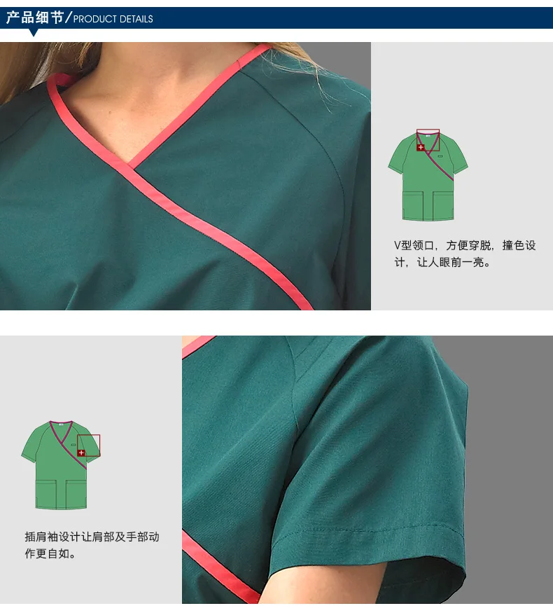 Viaoli New Arrival 100% Cotton Scrub Suit Cloth Medical Female Nurse Uniform Operating Room Scrub Clothes Dress Medical Cloth