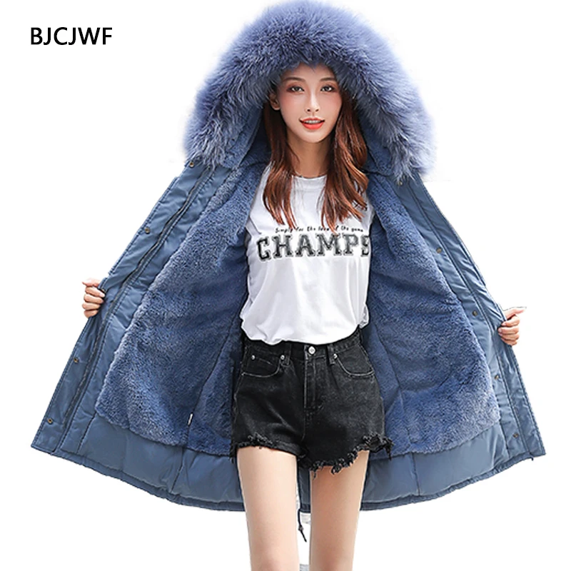 #*Cheap BJCJWF 2019 Women lsquo;s winter Jacket Fake Fur collar Hooded Parka Thicken Fleece Outerwear Adjustable Waist Slim Coat Female jacket