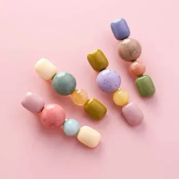 

Korean Summer Retro Temperament Geometric Hair Clip Resin Acetic Acid Duckbill Clips Women Side Clip Hairpin Hair Accessories
