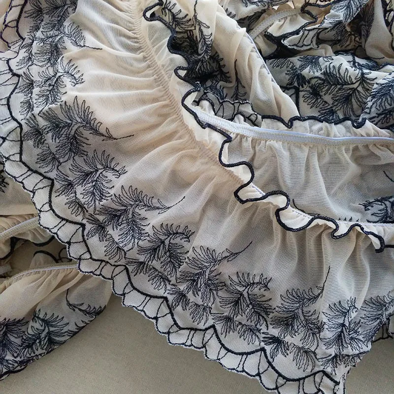 

Trend Apricot Chiffon Fabric Stretch Embroidery Lace DIY Skirt Clothes Cheongsam Home Textile Trim Decoration Cloth Accessories