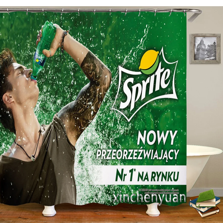 

Новинка, креативная Водонепроницаемая занавеска Sprite для ванной комнаты, ткань с 3d принтом и крючками, декоративная занавеска для душа M49