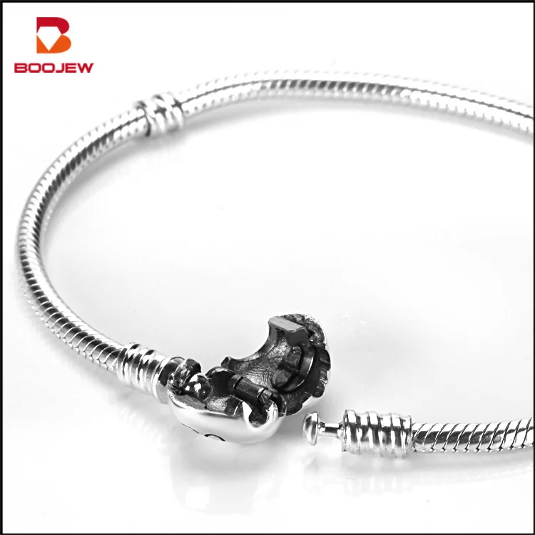 

Europe And America Denmark Pan Base Pendant Hand Jewelry S925 Fine Silver Women's Bracelets Snake Bones Chain DIY Accessory Dire