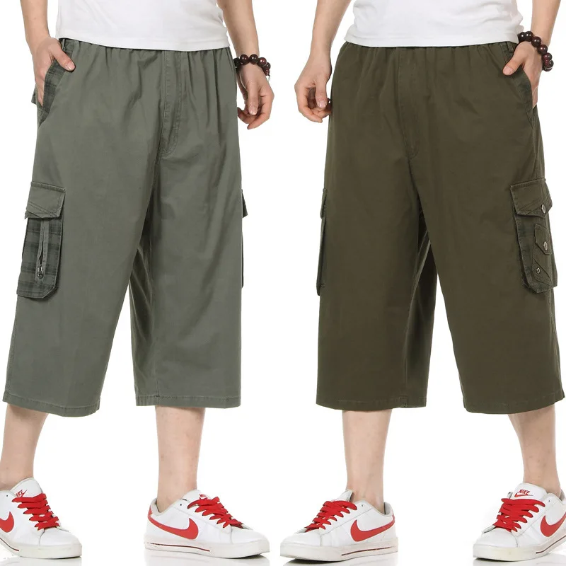 

Middle-aged Capri Pants Men's Loose And Plus-sized Daddy Clothes Outer Wear Summer Cotton Casual in Pants Old Man