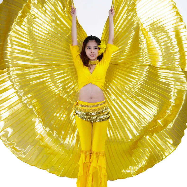 Ruoru Women Kids Girls Belly Dance Isis Wings Gold Belly Dance Wings Bellydance Costume Egyptian Oriental Dance Without Sticks