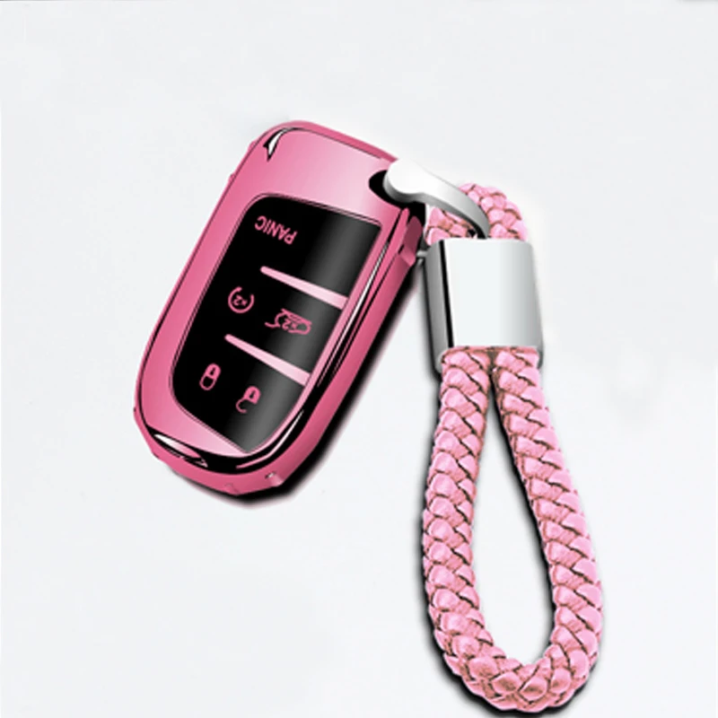 Мягкий ТПУ чехол для ключей с брелком для Jeep Cherokee Renegade Grand Cherokee Commander Compass Key защита - Название цвета: Pink-A type