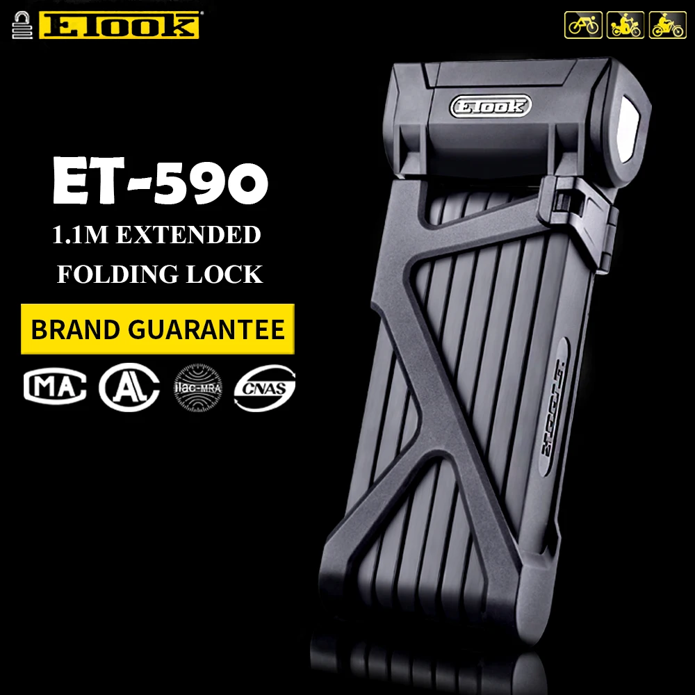 Etook Bicycle Lock Folding Mountain Bike Lock Strongest Anti Theft Heavy Duty Motorcycle Lock For Electric Bike ET590
