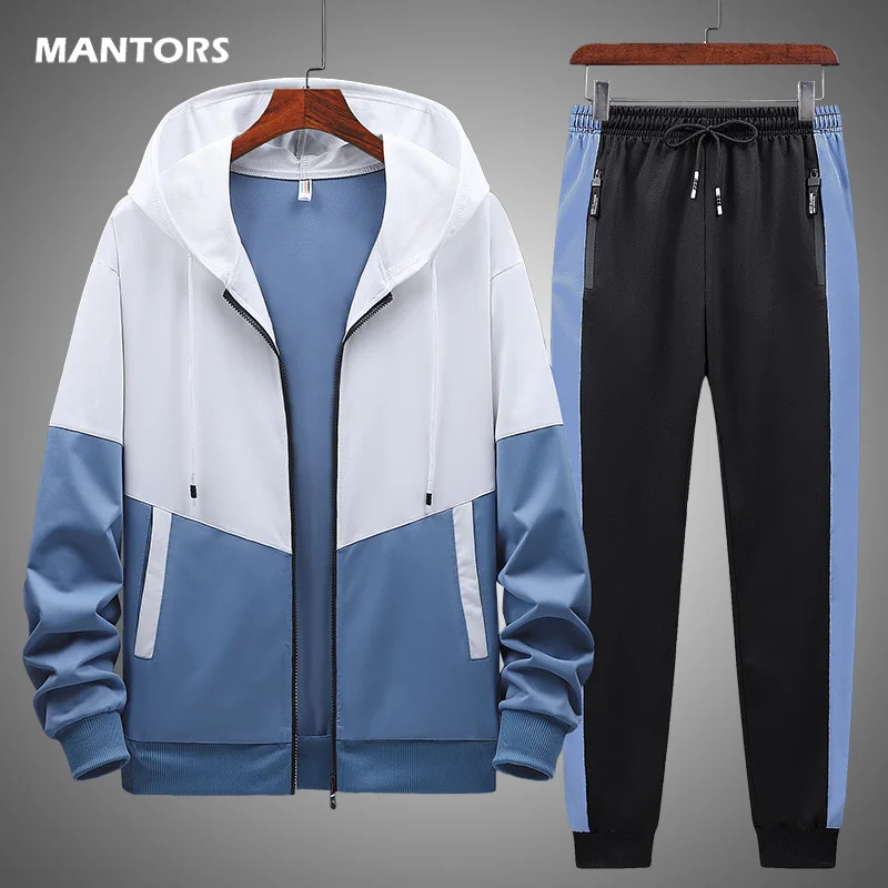 Chándal de dos piezas para hombre, conjunto de primavera y otoño, Sudadera con capucha + Pantalones, ropa deportiva de moda, 2021