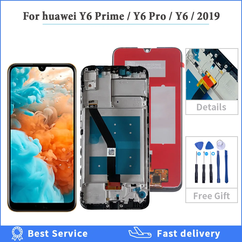 

6.09" For Huawei Y6 Prime 2019 Y6 Pro 2019 Y6 2019 MRD-LX1f LCD Display Touch Screen Digitizer Sensor Assembly With Frame +tools