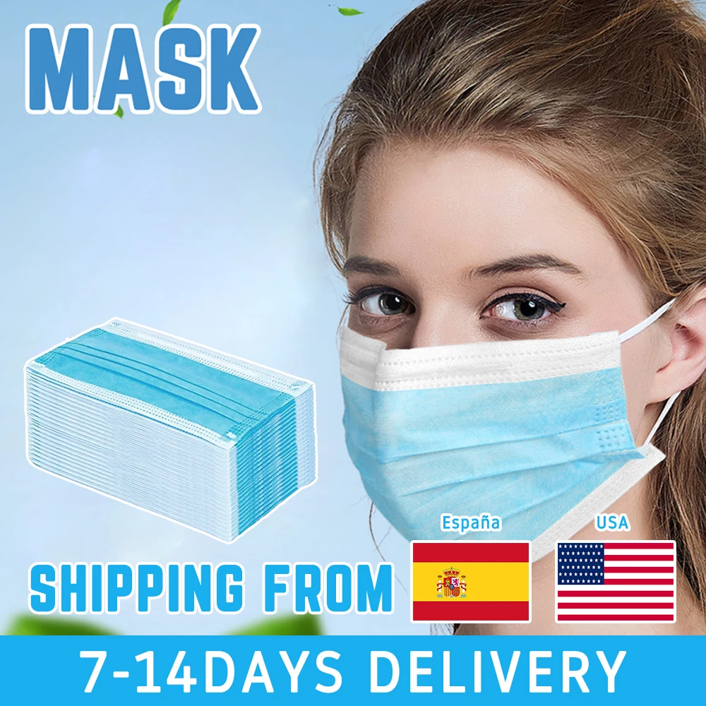 

50pcs/set 3Ply Disposable Masks Non Woven Dental Anti-Dust Personal Health Care Face Mouth Earloops Masks