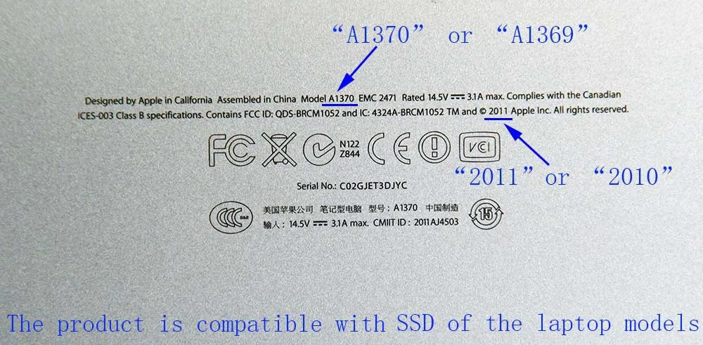 Алюминиевый сплав USB 3,0 SSD жесткий диск корпус адаптер конвертер для 2010 2011 Macbook Air A1369 A1370 MC503 MC506 MC969 MC965