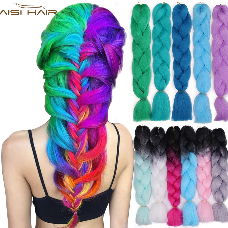 Women's Jumbo Ombre Braids Synthetic Braiding Hair Extensions For Crochet Braids Kanikalon Multi-Tones for African AmericanKane