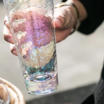 

Set of 2 rainbow style fashion morning home water glass high quality office juice cups glass GLA-37