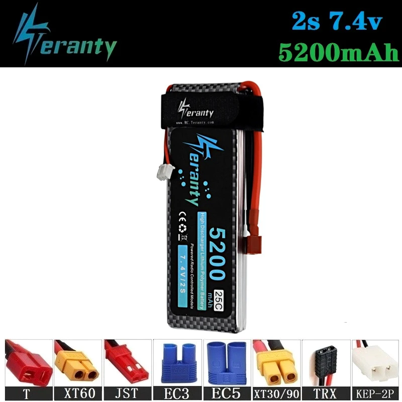 

100% Capacity 2S 7.4v 5200mAh Rechargeable Battery For RC Drone RC Cars RC Robots RC Boats toy Gun 7.4v Lipo Battery 1pcs T/XT60
