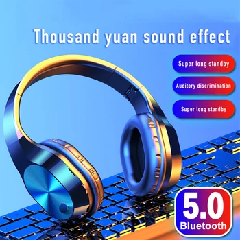 

T5 Wireless+3.5mm Wired Headphones Bluetooth 5.0 Sports Gaming Headset Subwoofer Earphone Foldable Support TF Stereo No Delay