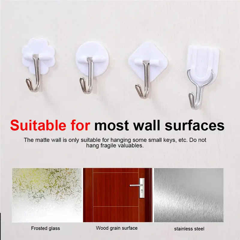 10PCs Strong Adhesive Wall Sticky Hooks 180 Degree Rotating Stick for  Kitchen Bathroom Key Holder Hanging hooks 4 Styles