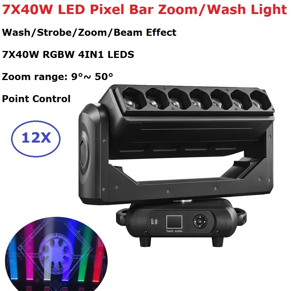 

7X40W LED Zoom Moving Head Light RGBW 4IN1 Wash Beam Effect Stage Light DMX 512 Controller Beam Party Light For Dj Wedding Disco