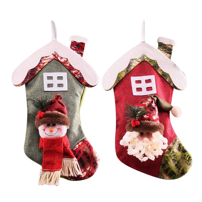 Christmas Stockings With Hanging Rope Three-dimensional Christmas Candy Bag Portable