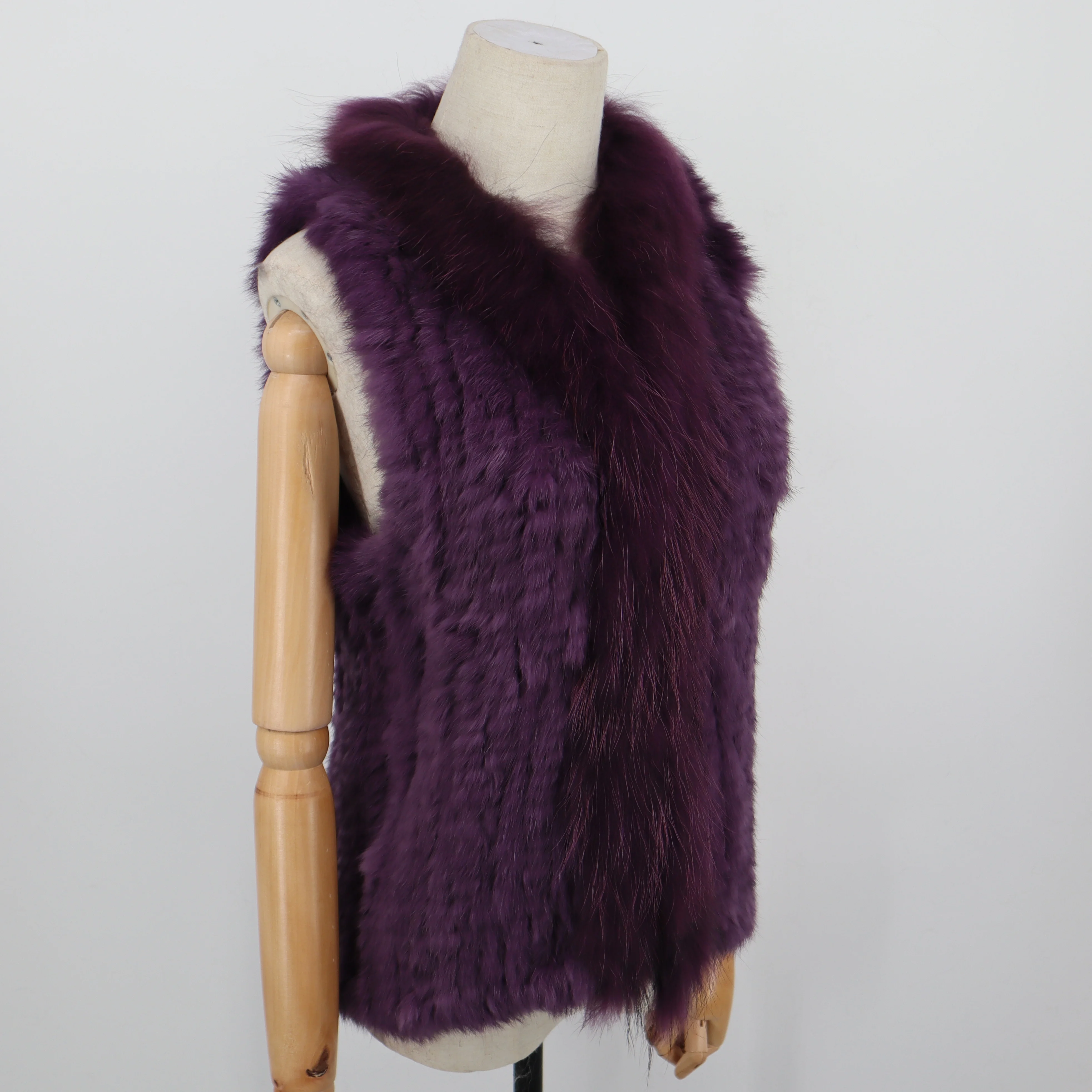 2021 Fashion Real Rabbit Fashion Fur Vest High-end Women Knitted Sleeveless Fur Vests With Natural Raccoon Fur Jacket Women Coat black parka Coats & Jackets