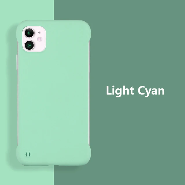 Slim Hard PC Frameless Phone Case For iPhone 13 12 11 Pro Max Mini XR XS X 6 6S 7 8 Plus SE 2 Shockproof Matte Solid Color Cover Light Cyan