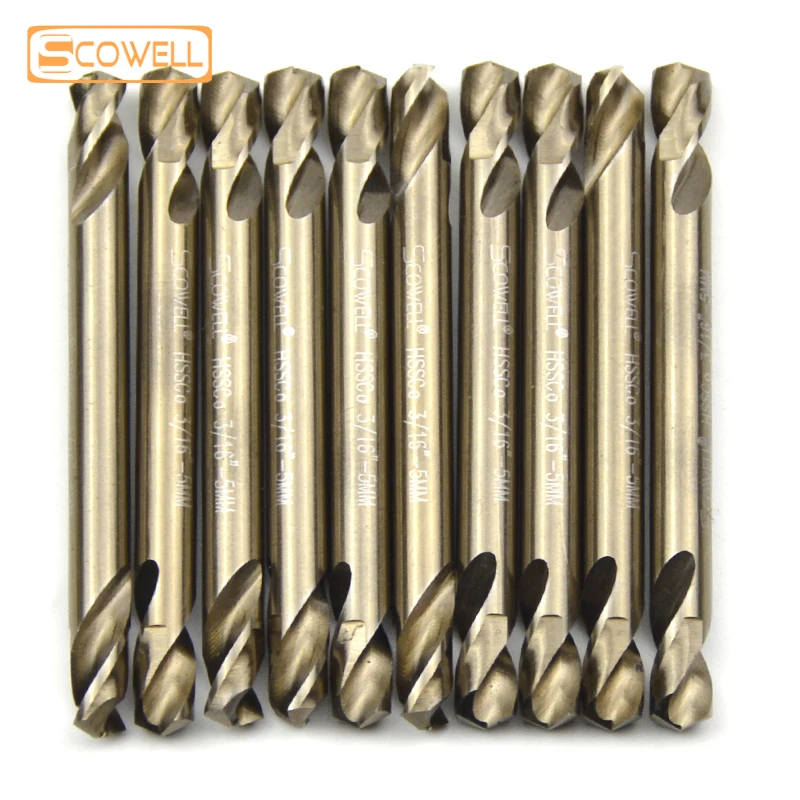 

10 Pack Imperial HSS M35 Cobalt 5% Double Ended Drill Bits Wood Hole Spiral Twist Drilling Bit for Metal 3mm 3.2mm 3.5mm 1/8