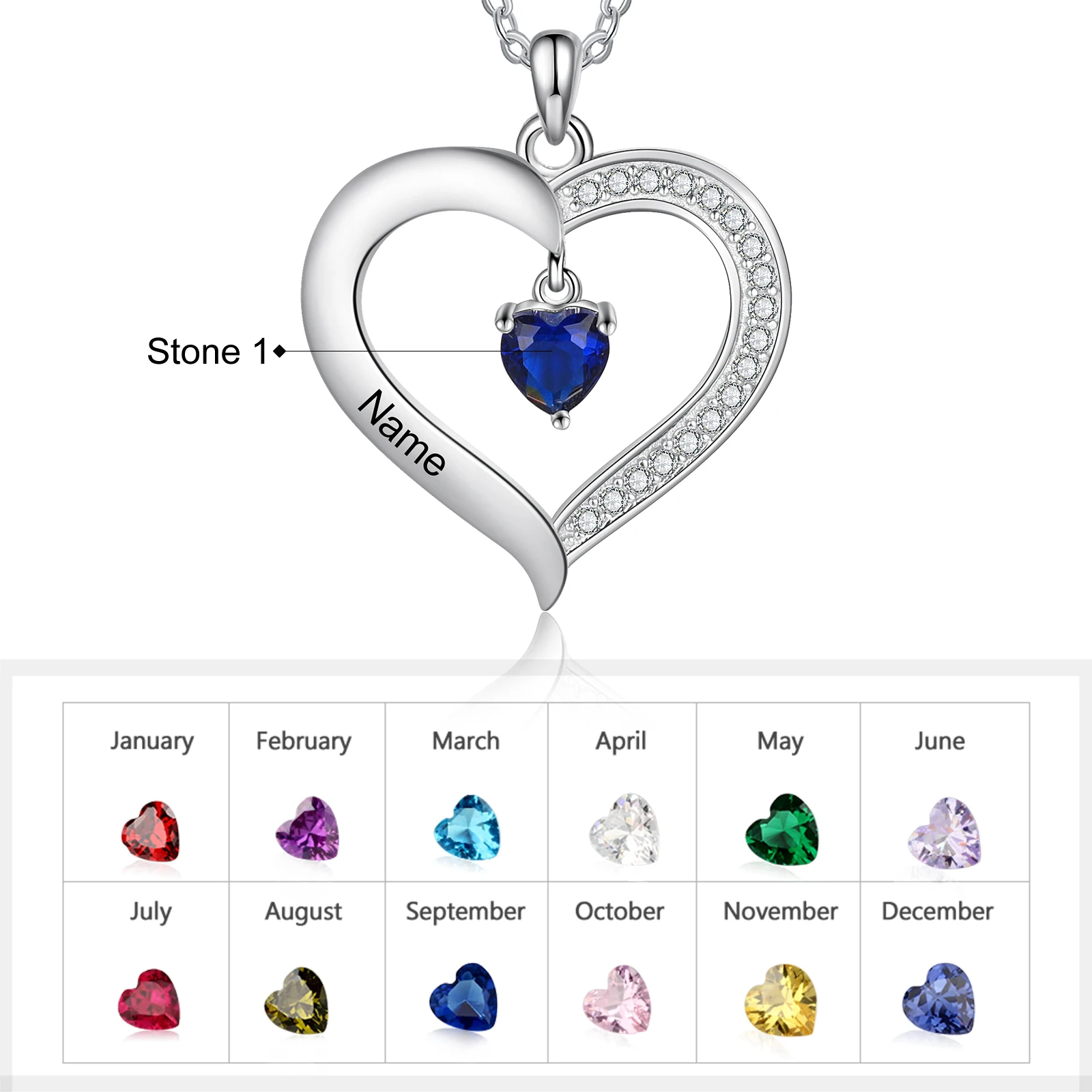 nome, pingente personalizado Birthstone, presente de aniversário para a mãe e a avó, 1-8