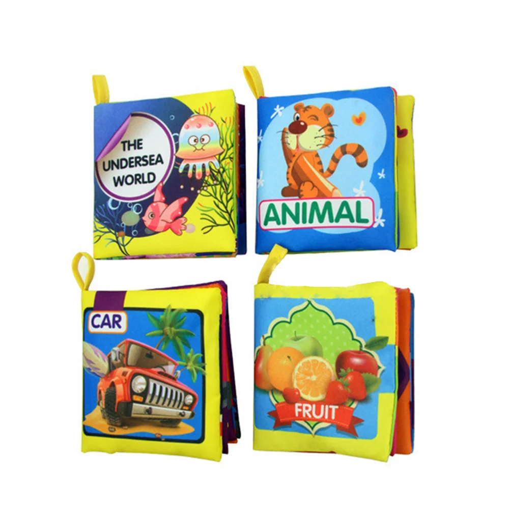 

4 Pcs Early Educational Toy Cloth Book for Babies My First Fabric Book Soft Touch Non-Toxic Washable Activity Cloth Books Perfec