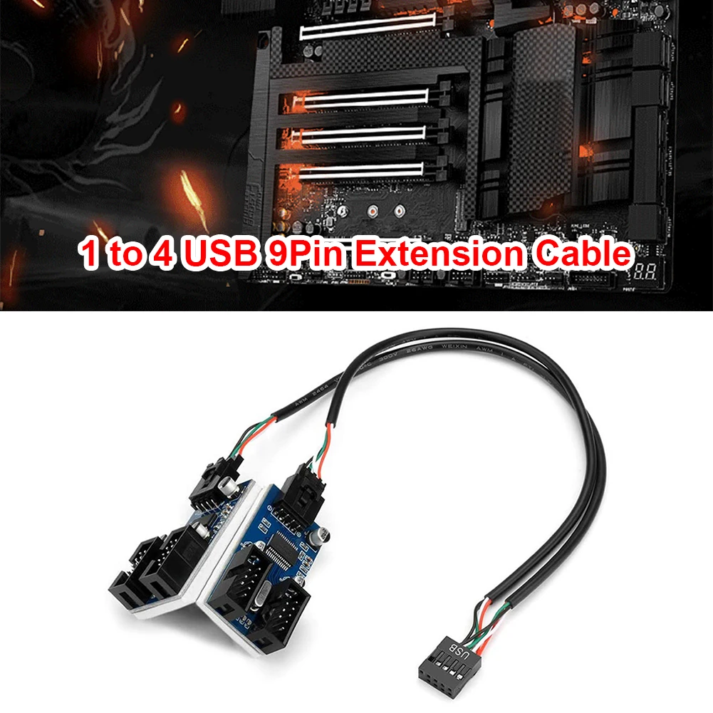 Enhance Connectivity: 30cm USB 9 Pin Motherboard Extension Splitter - Expand your desktop with 1 to 2/4 USB2.0 HUB Connectors for seamless multitasking. Description Image.This Product Can Be Found With The Tag Names Cheap Computer Cables Connectors, Computer Cables Connectors, Computer Office, High Quality Computer Office