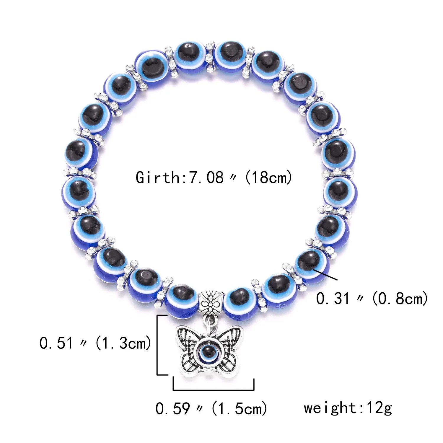 Blue Evil Eye Bracelet Hand of Fatima Turkey Thousand Eyes Wish Handmade Women's Resins Bead Bangle Elastic Bracelets Jewlery