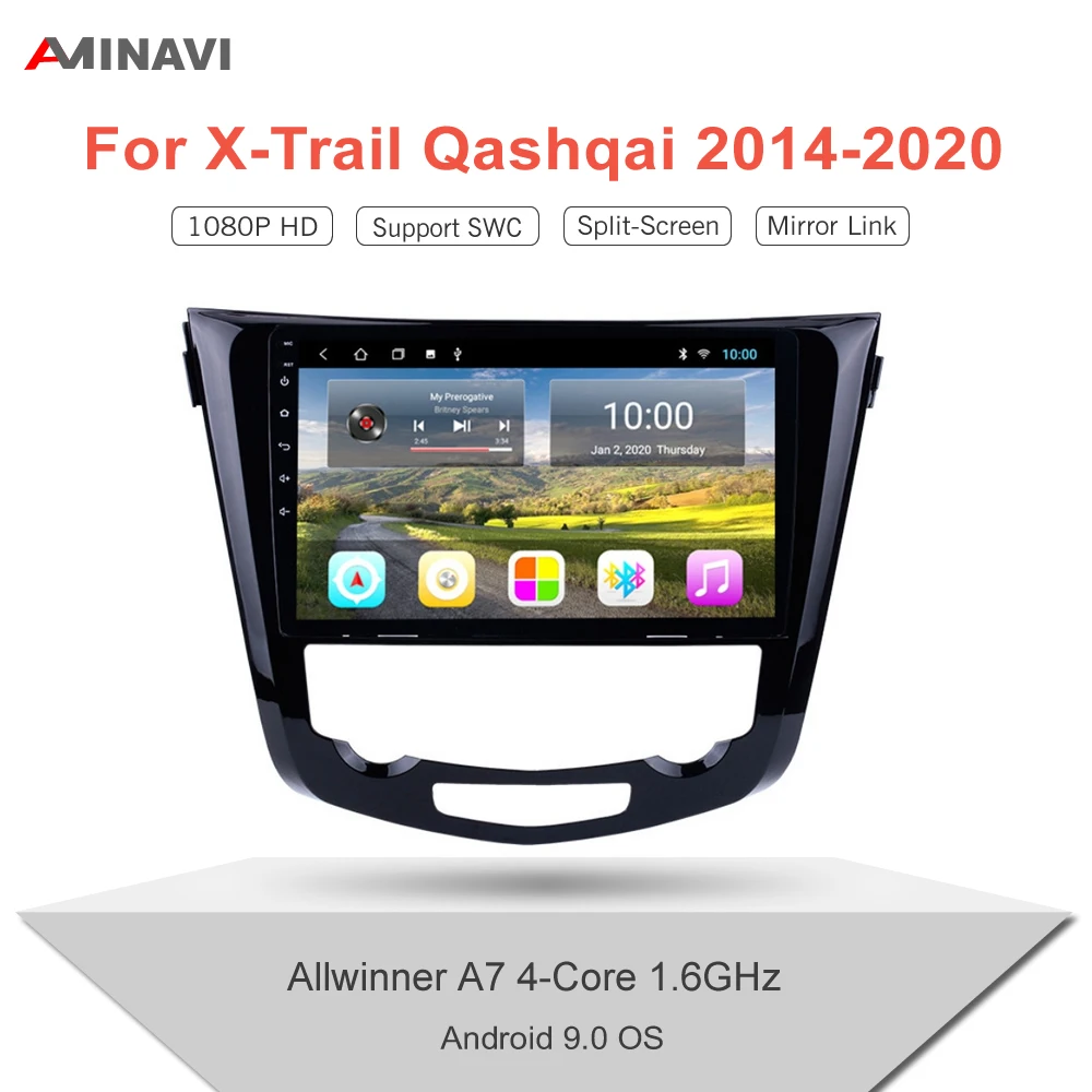 Автомагнитола для Nissan X-Trail Qashqai Rogue 2014-2020 9/10 дюйма HD GPS автомобильный