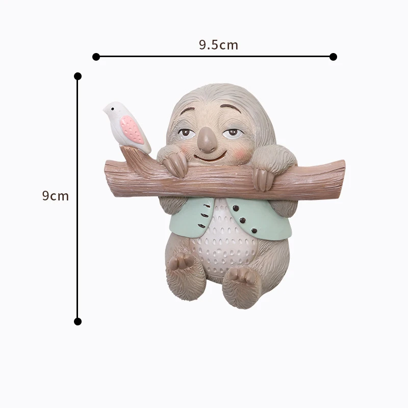 as the picture shows Creative cartoon animal rabbit hedgehog resin bedroom living room wall decoration hook wall landscape with cute coat hook - Цвет: as the picture shows