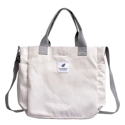 Новые холщовые сумки через плечо, Экологичная сумка для покупок, большая посылка, сумки через плечо, кошельки, повседневные сумки для женщин W406 - Цвет: Белый