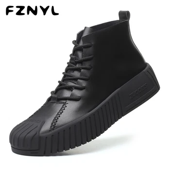 

FZNYL 2020 New Style Ankle Boots Cow Split Leather Vintage Fashion Autumn Casual Men's Shoes Lace-up Big Size 38-44