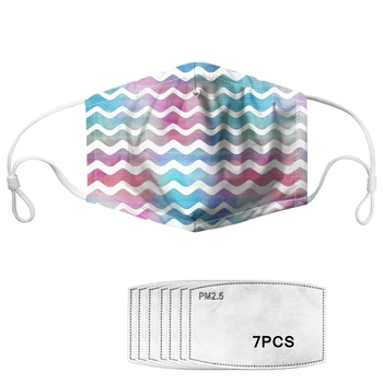 

Gradient Wave Pattern Mouth Face Mask Dustproof Breathable Women Men PM2.5 Mask Activated Carbon Filter Masks Earloop Adjustable