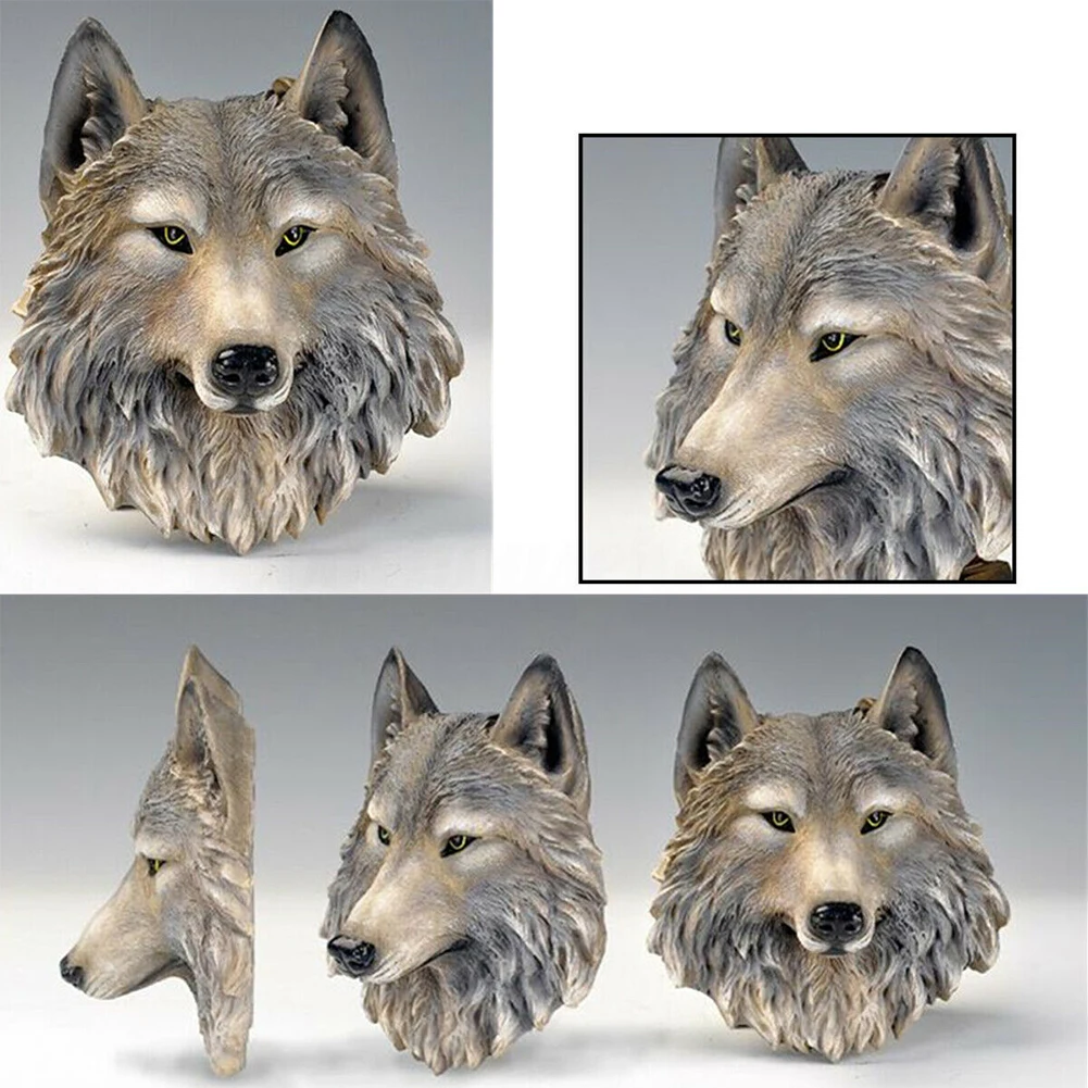 3D Animal Head Wolf Leopard Lion Bear Tiger Wall Ornaments Resin Wall Hanging Decoration in Nordic style Decor Gift for Home