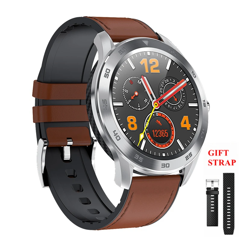 light brown leather UTELITE DT98 Bluetooth Вызов Смарт часы для мужчин IP68 Водонепроницаемый PPG сердечного ритма приборы для измерения артериального давления для huawei Xiaomi телефон - Цвет: light brown leather