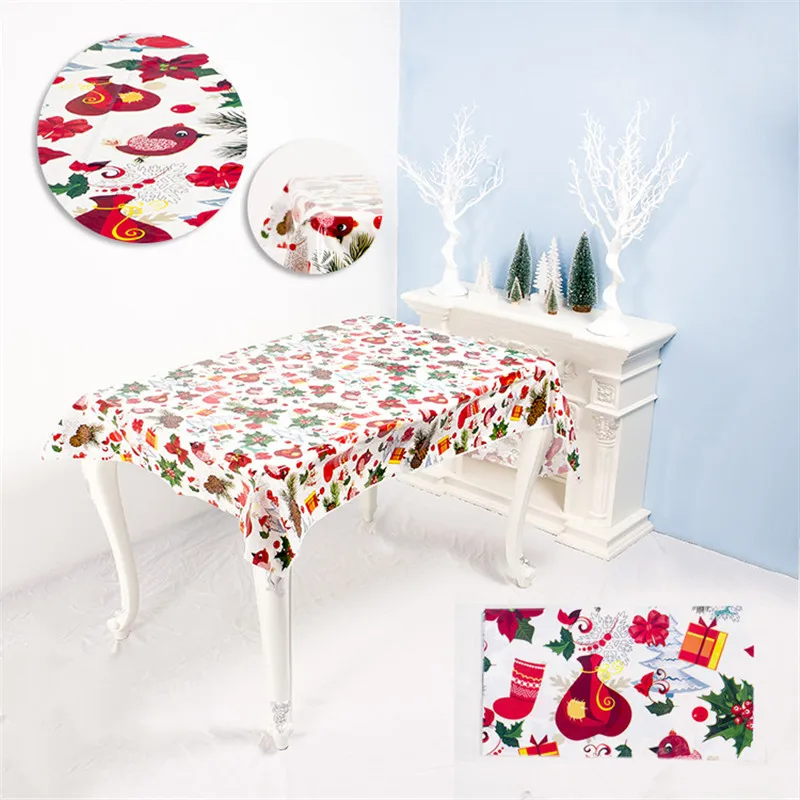 

2019 New Santa Claus Table Cloth Creative PVC Rectangular Bell Table Cloth Christmas Tree Tablecloths House Decoration 180*110cm