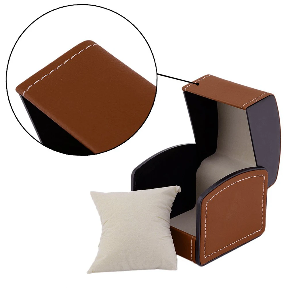 Luxury Vintage Faux Leather Jewelry Display Decor Case Shape Watch Protective Box Organizer with Pillow Cushion New watch storage box watch storage bag watch storage pouch