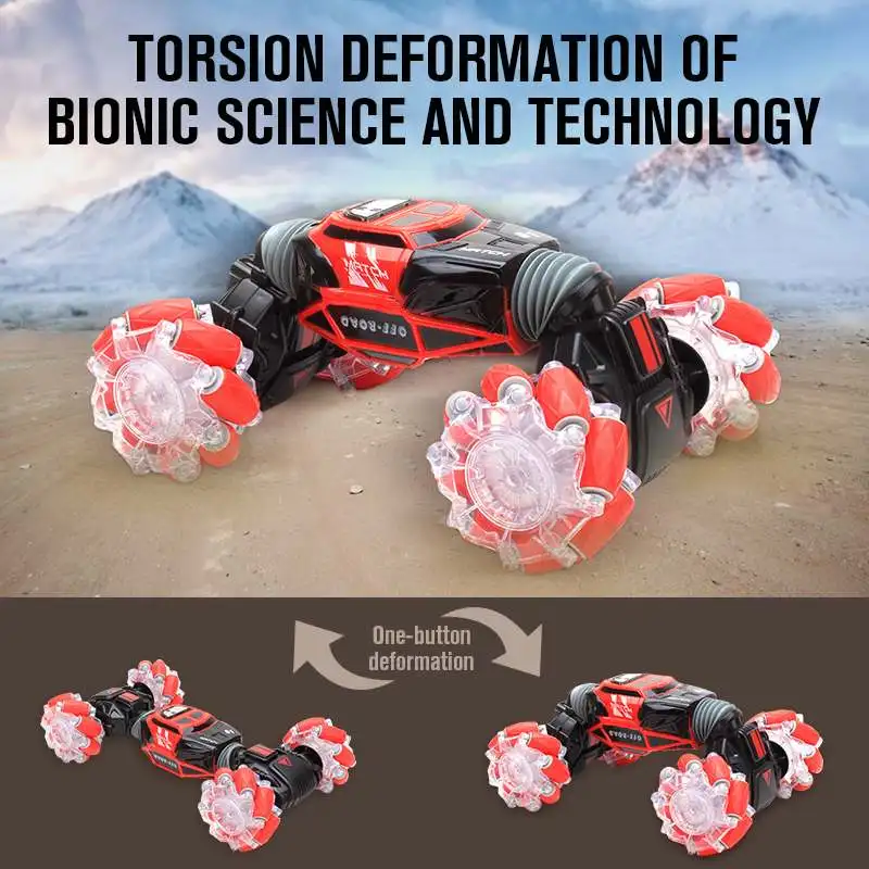 4WD RC трюковые автомобильные часы с дистанционным управлением, индукционный деформируемый Электрический радиоуправляемый Дрифтерный автомобиль, светодиодный светильник-трансформер, автомобильные игрушки для детей